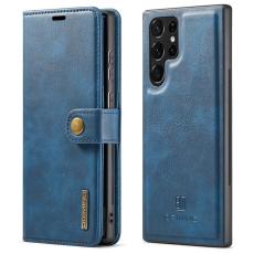 DG.MING - DG.MING Samsung Galaxy S22 Ultra 5G Pl&aring;nboksfodral &Auml;kta L&auml;der 2-i-1 Pl&aring;nbok Bl&aring;