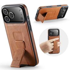FIERRE SHANN - FIERRE SHANN iPhone 17 Pro Fodral Kickstand KonstL&auml;der - Brun