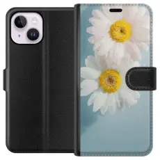 Gustaf - Pl&aring;nboksfodral till Apple iPhone 15 Plus med Sommarblommor