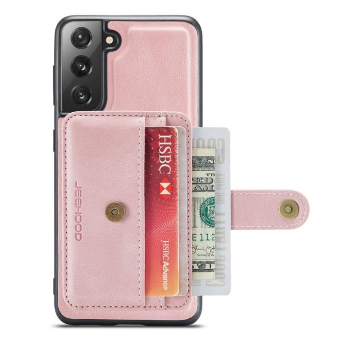 JEEHOOD - JEEHOOD Samsung Galaxy S21 FE 5G Konstläder Plånboksfodral RFID-Skydd Rosa