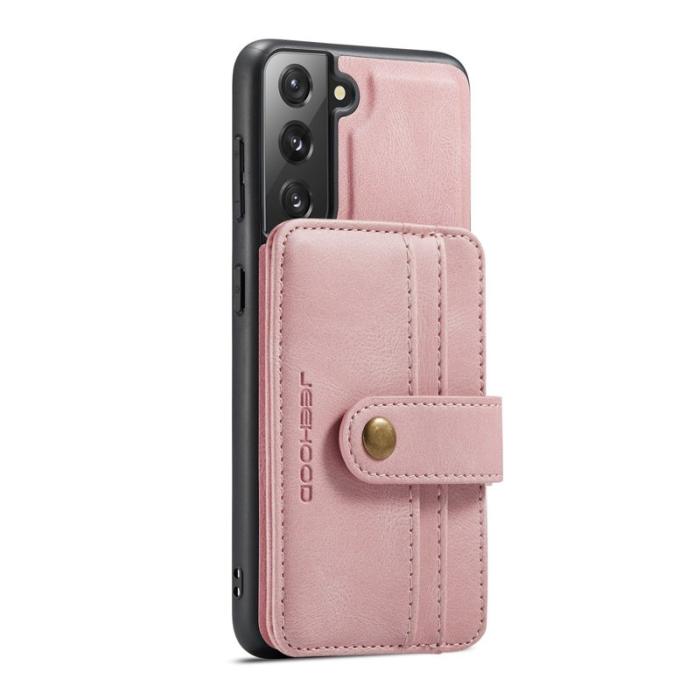 JEEHOOD - JEEHOOD Samsung Galaxy S21 FE 5G Konstläder Plånboksfodral RFID-Skydd Rosa