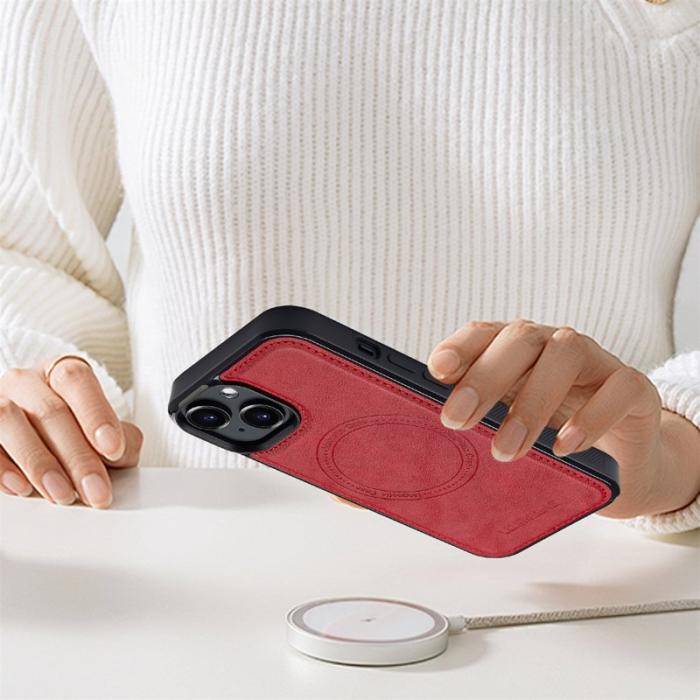 LC.imeeke - LC.IMEEKE iPhone 14 Plus Fodral KonstLäder - Röd