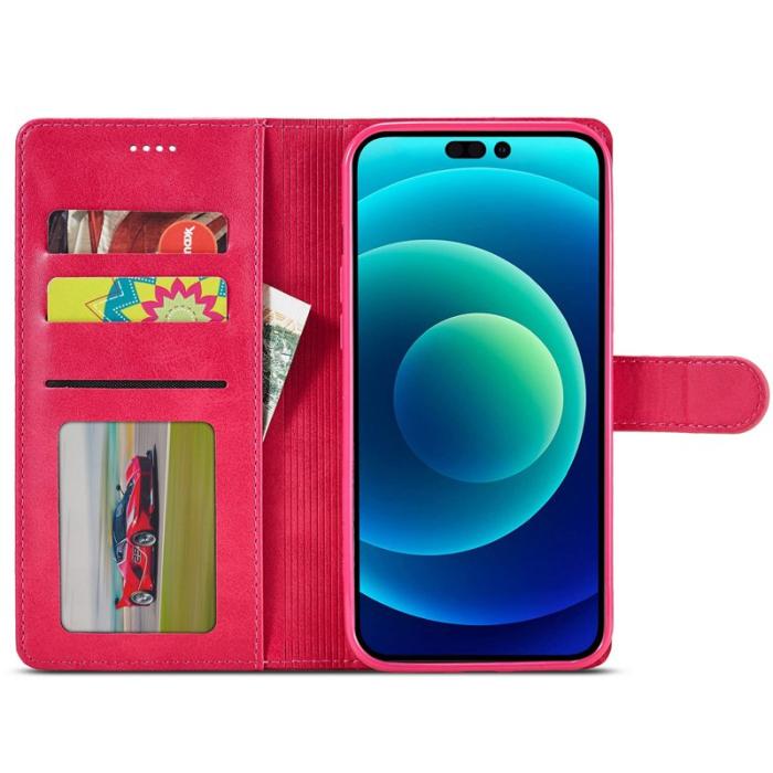 LC.imeeke - LC.IMEEKE iPhone 14 Plus Plånboksfodral Konstläder - Rosa