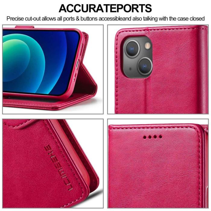 LC.imeeke - LC.IMEEKE iPhone 14 Plus Plånboksfodral Konstläder - Rosa