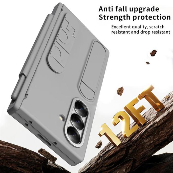 A-One Brand - Mobilskal För Galaxy Z Fold 8 Kortfack Kickstand med Skärmskydd - Grå