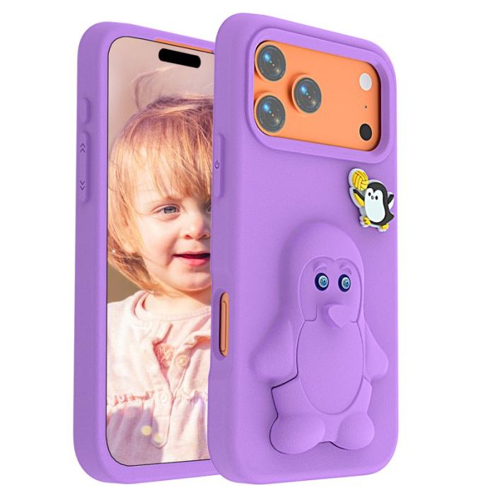 OEM - Penguin Mobilskal till iPhone 17 Pro Kickstand Stöttålig EVA - Lila