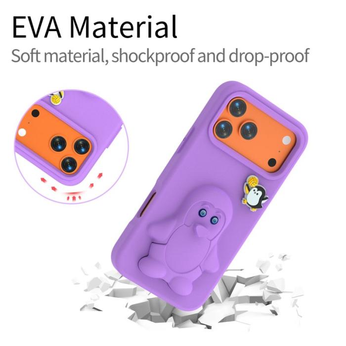 OEM - Penguin Mobilskal till iPhone 17 Pro Kickstand Stöttålig EVA - Lila