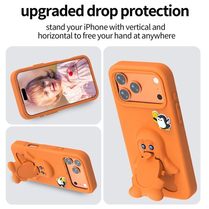 OEM - Penguin Mobilskal till iPhone 17 Pro Kickstand Stöttålig EVA - Orange