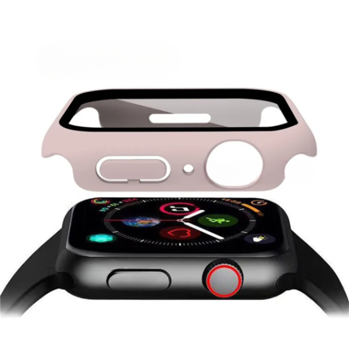 OEM - 2-i-1 Skal med Hädat glas Apple Watch 7/8 (45mm) - LjusRosa