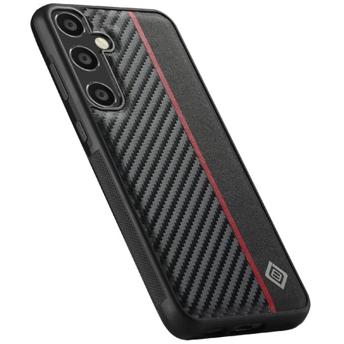 LC.imeeke - LC.IMEEKE Samsung Galaxy S25 Fodral - Kolfiber Textur Konstläder - Svart