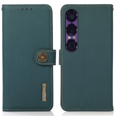 KHAZNEH - Khazneh Sony Xperia 1 VII Plånboksfodral Genuine Cow Läder - Grön