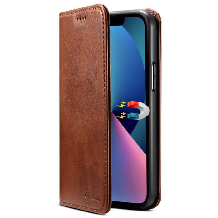 SUTENI - SUTENI iPhone 14 Pro Plånboksfodral Magnetic Kickstand - Brun