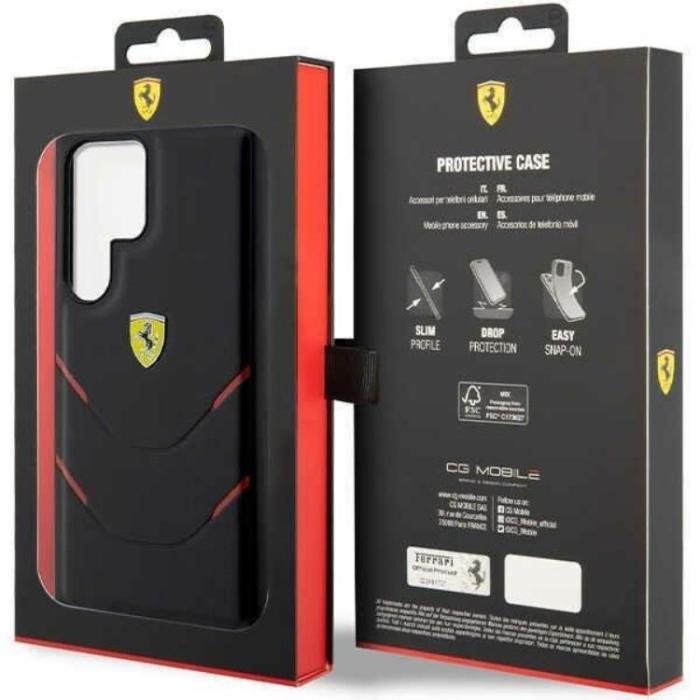 Ferrari - Ferrari Galaxy S23 Ultra Skal Hot Stamp Lines - Svart