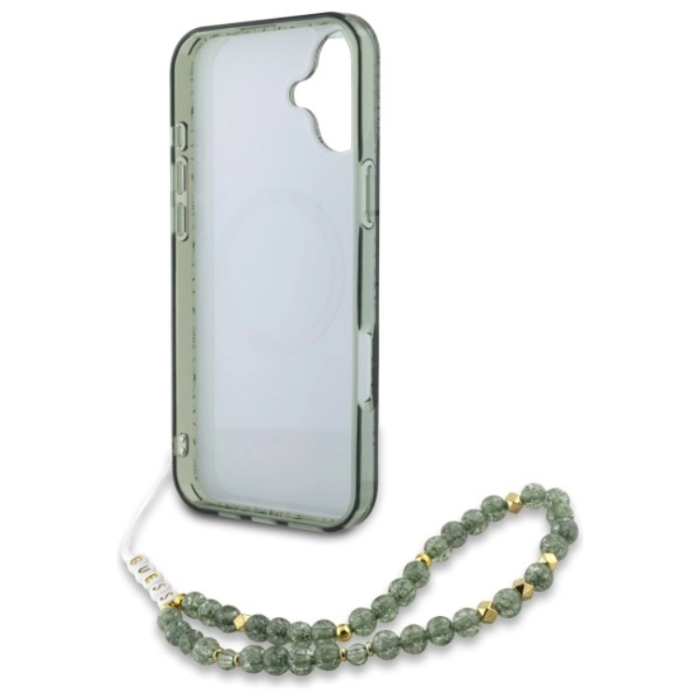 Guess - Guess iPhone 16 Plus Mobilskal MagSafe IML Flowers Med Strap - Grön