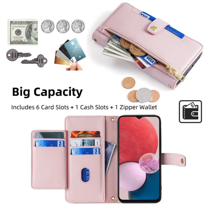 A-One Brand - Galaxy A13 4G Konstläder Plånboksfodral Anti-Drop - Rosa