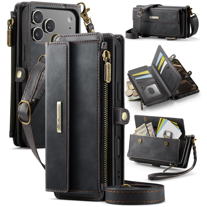 Caseme - CASEME iPhone 17 Pro Plånboksfodral Zipper RFID C39 - Svart