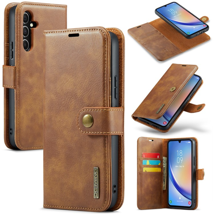 DG.MING - DG.MING Galaxy A34 5G Plånboksfodral Äkta Läder 2in1 - Brun