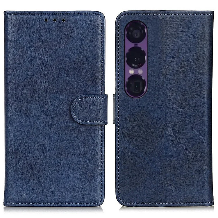 Sony Xperia 1 VII Plånboksfodral Cowhide Läder - Blå | 2353 | AlltMobil