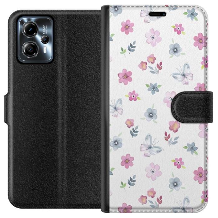 iSecrets - Plånboksfodral till Motorola Moto G13 med Blommor och fjärillar