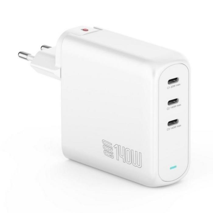 4smarts - 4smarts Snabbladdare 140W 3xUSB-C GaN Flex Pro - Vit