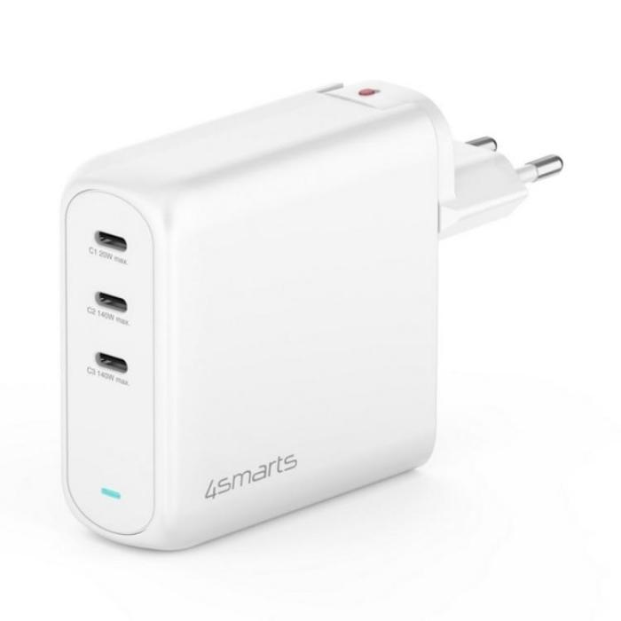 4smarts - 4smarts Snabbladdare 140W 3xUSB-C GaN Flex Pro - Vit