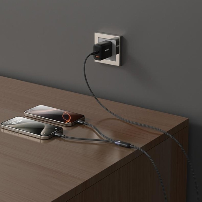 Yesido - YESIDO 2in1 USB-C - 2x USB-C 100W Kabel 1.2m PD CA92 - Svart