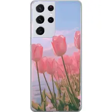 Gustaf - Mobilskal till Samsung Galaxy S21 Ultra 5G med Rosa Tulpaner