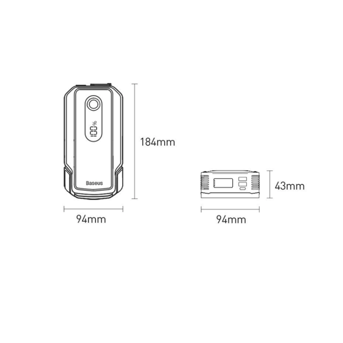 BASEUS - Baseus Starthjälp Powerbank 20000 mAh Med Crocodile Clips