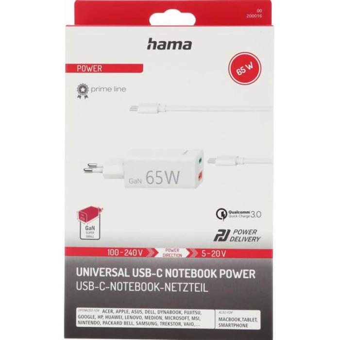 Hama - Hama Universalladdare USB-C och USB-A PD GaN 5-20V/65W