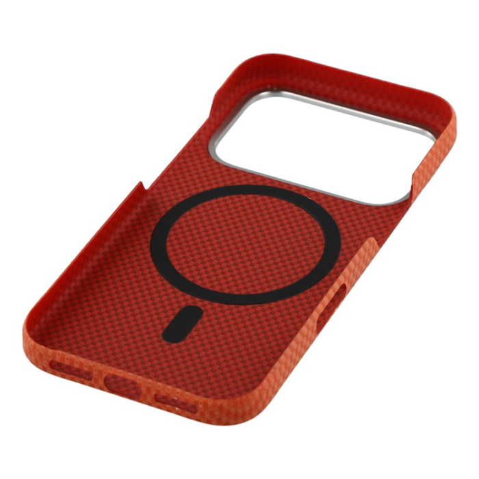 A-One Brand - iPhone 17 Pro Max Mobilskal MagSafe Carbon Fiber - Orange/Röd