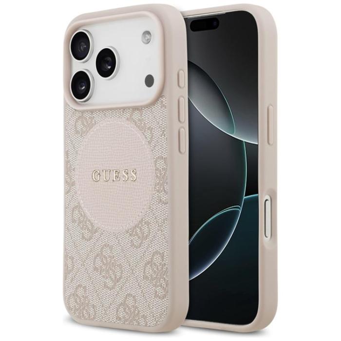 Guess - Guess iPhone 17 Pro Mobilskal MagSafe 4G Circle Classic Logo - Rosa