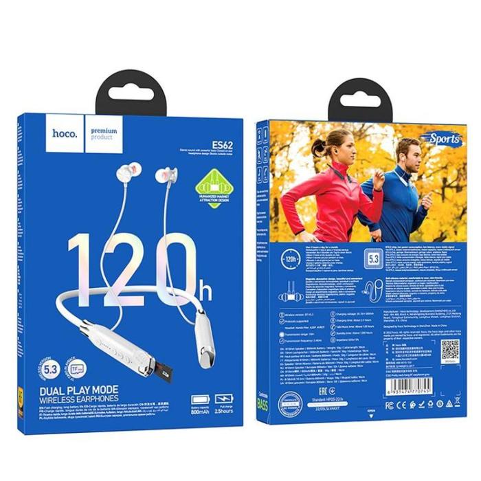 Hoco - Hoco In-Ear Trådlösa Hörlurar Halshänga ES62 - Grå