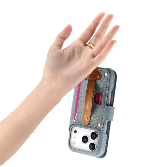 A-One Brand - iPhone 17 Pro Plånboksfodral RFID Blocking Zipper - Blå