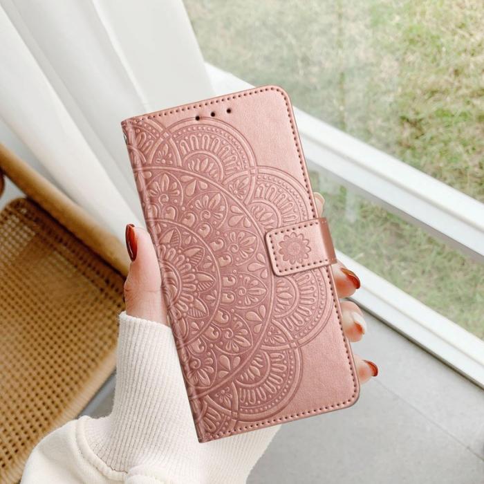 OEM - Samsung Galaxy S26 Ultra Skal Äkta Läder Mandala Mönster - Roséguld
