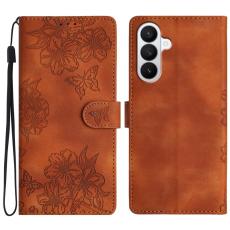 OEM - Mobilskal till Samsung Galaxy S26 Pro Butterfly Blomm&ouml;nster KonstL&auml;der - Brun