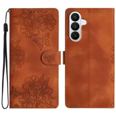 OEM - Mobilskal till Samsung Galaxy S26 Pro Butterfly Blomm&ouml;nster KonstL&auml;der - Brun