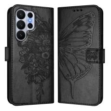 OEM - Samsung Galaxy S26 Ultra Pl&aring;nboksfodral Konstl&auml;der Med Handledsrem - Svart
