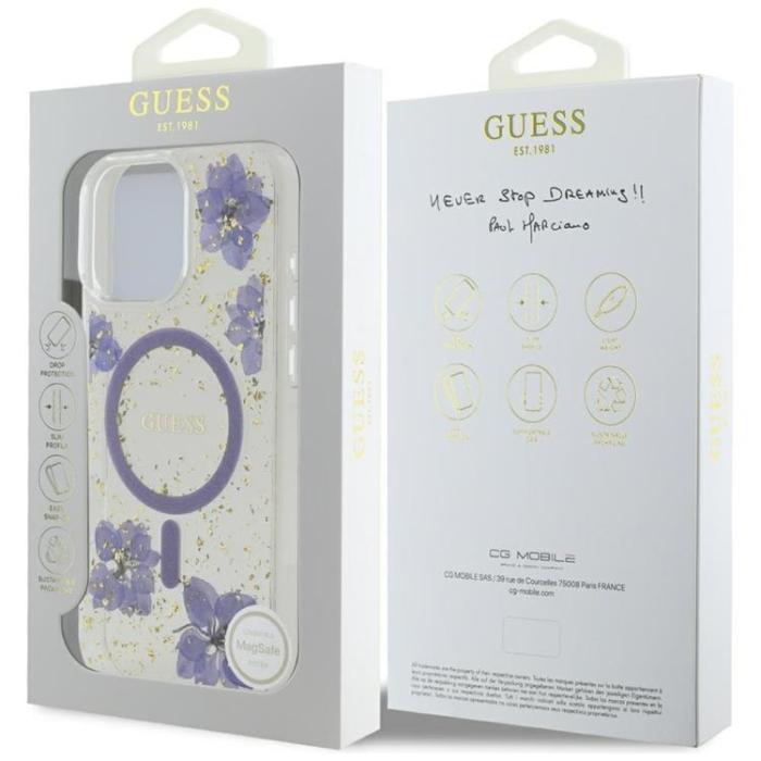 Guess - Guess iPhone 16 Pro Mobilskal MagSafe Resin Flowers - Lila