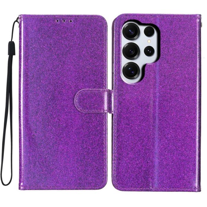 OEM - Samsung Galaxy S26 Ultra Plånboksfodral Glitter Anti-Scratch Konstläder - Lila
