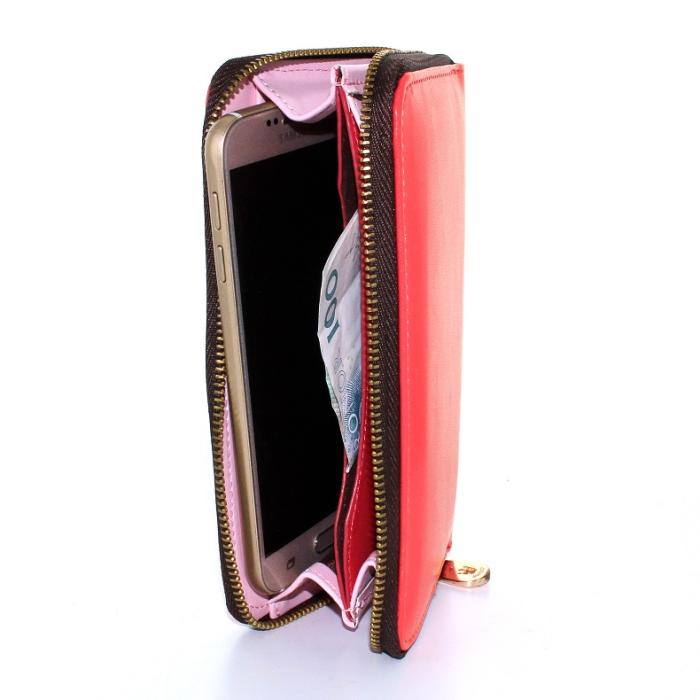 UTGATT5 - Crown Zip Universalt Plånboksfodral - Korall/Rosa