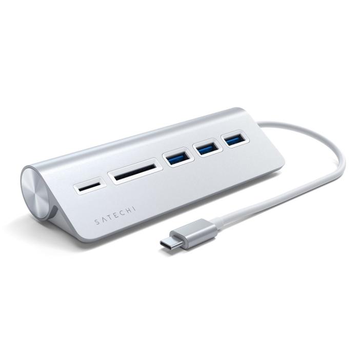 Satechi - Satechi USB-C Aluminum USB-hub & Minneskortläsare - Grå