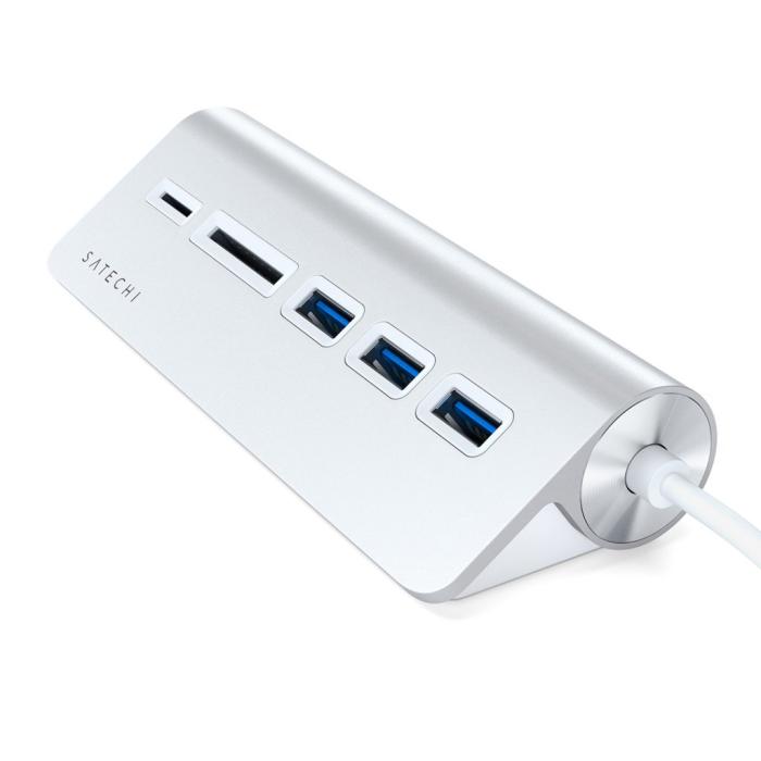 Satechi - Satechi USB-C Aluminum USB-hub & Minneskortläsare - Grå