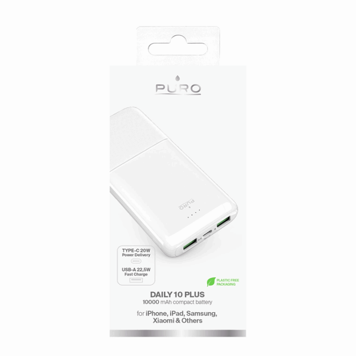 Puro - Puro Trådlös Powerbank 10000 mAh 22.5W DAILY 20 PLUS - Vit