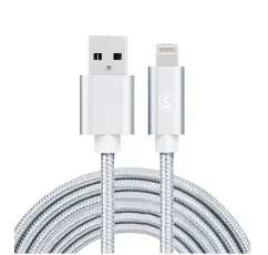 SiGN - SiGN USB-A till Lightning kabel 2.1A 2m Nylon - Silver