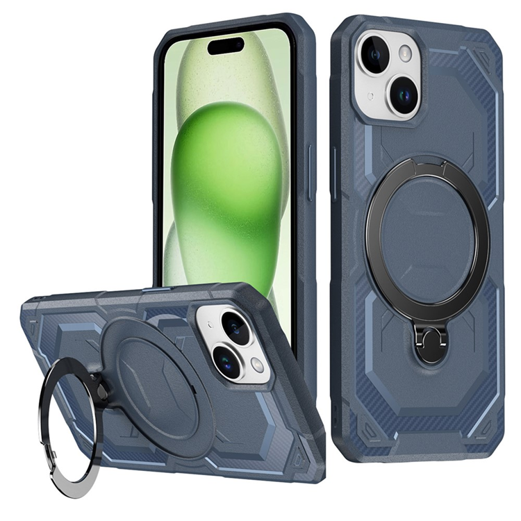 iPhone 15 Mobilskal MagSafe Kickstand TPU + PC - Blå (Blå) | 2353 | AlltMobil