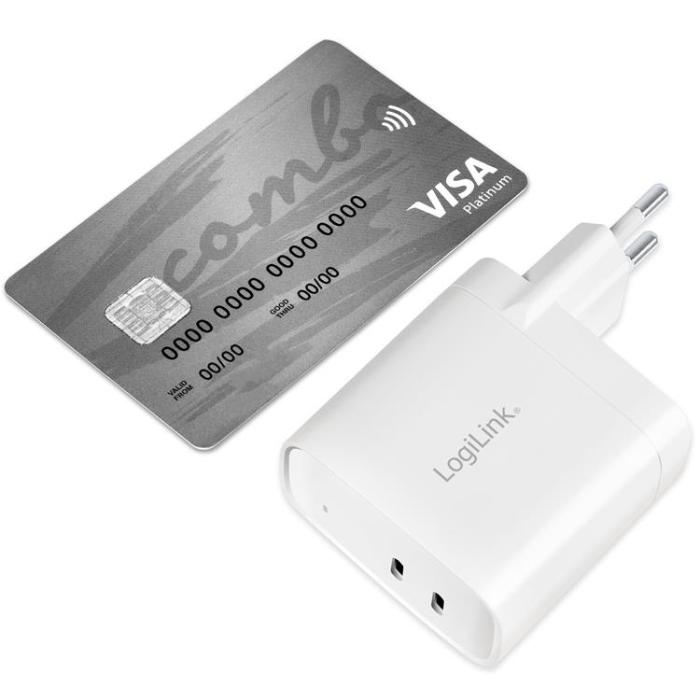 LogiLink - LOGILINK PD USB-Väggladdare 2 x USB-C 40W GaN