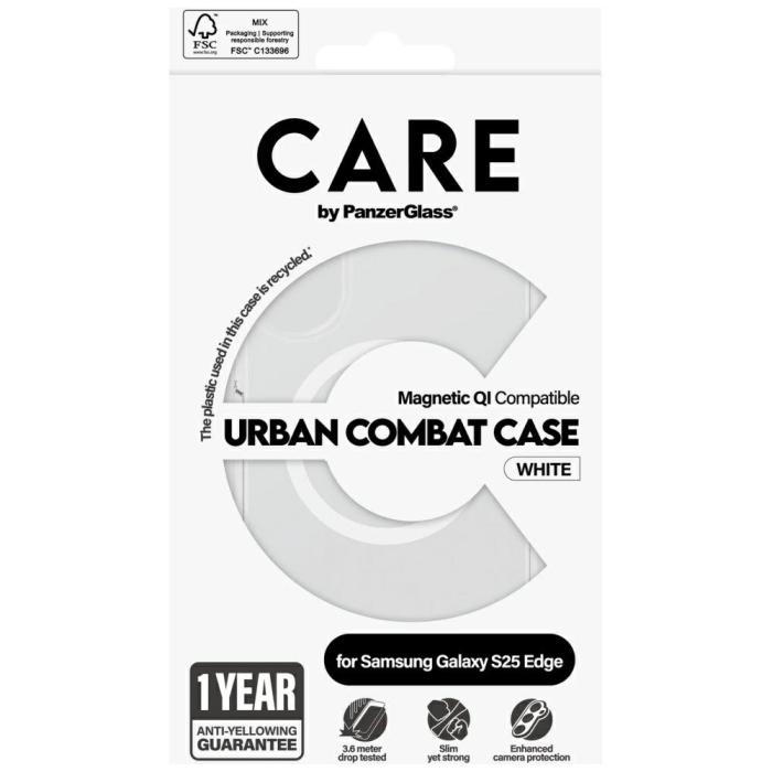 PanzerGlass - CARE PanzerGlass Mobilskal till Galaxy S25 Edge MagSafe Urban QI - Vit