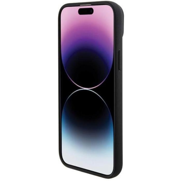 BMW - BMW iPhone 15 Plus Mobilskal Läder Stamp Tricolor - Svart