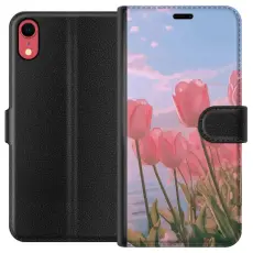 Gustaf - Pl&aring;nboksfodral till Apple iPhone XR med Rosa Tulpaner