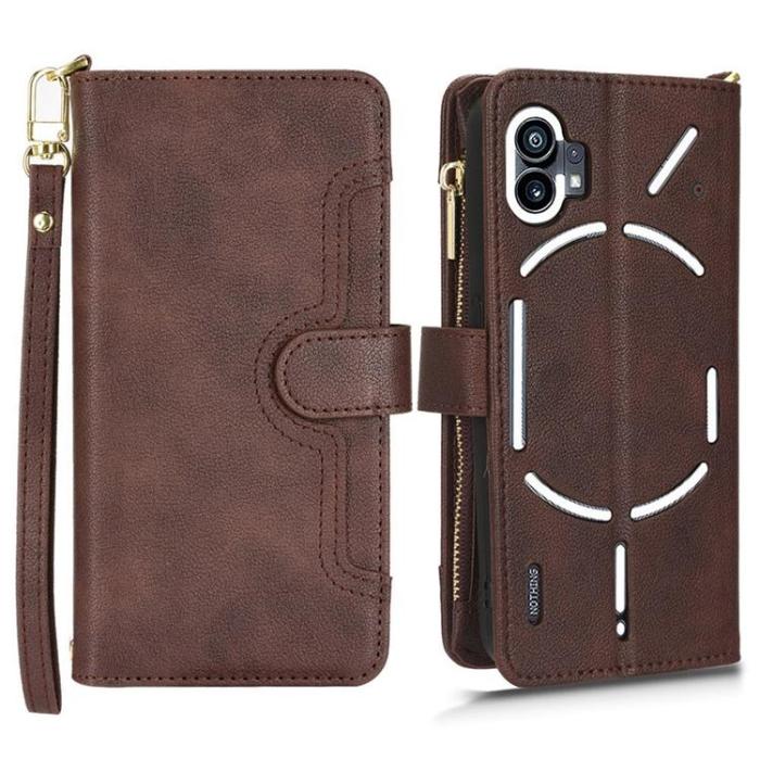 A-One Brand - Nothing Phone 1 Plånboksfodral Zipper - Brun